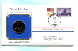 Etats - Unis USA " Presidents Of United States" Gold Plated Medal "" Grover Cleveland "" FDC / BU / UNC - Colecciones