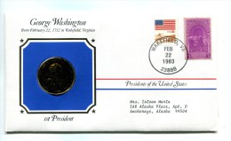 Etats - Unis USA " Presidents Of United States" Gold Plated Medal "" George Washington "" FDC / BU / UNC - Colecciones