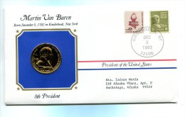 Etats - Unis USA " Presidents Of United States" Gold Plated Medal "" Martin Van Buren "" FDC / BU / UNC - Collections