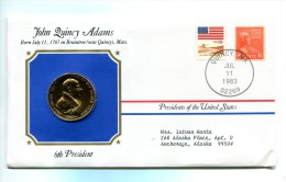 Etats - Unis USA " Presidents Of United States" Gold Plated Medal "" John Quincy Adams "" FDC / BU / UNC - Collections