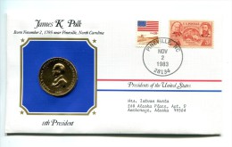 Etats - Unis USA " Presidents Of United States" Gold Plated Medal "" James K. Polk "" FDC / BU / UNC - Collezioni