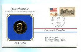 Etats - Unis USA " Presidents Of United States" Gold Plated Medal "" James Buchanan "" FDC / BU / UNC - Verzamelingen