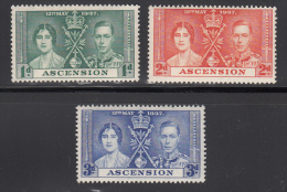 Ascension  Scott No 37-39 Unused Hinged  Year  1937 - Ascension