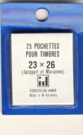 25 POCHETTES  POUR TIMBRES  23X26 MM # FOND NOIR # ID  # DOUBLE SOUDURE # POUR JACQUARD ET MARIANNE - Fächer