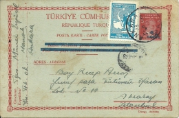 Turkey; 1943 Postal Stationery Sent To Aksaray/Istanbul From Ankara - Entiers Postaux