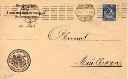 ALLEMAGNE LETTRE DE SERVICE STUTTGART 1922 - Andere & Zonder Classificatie