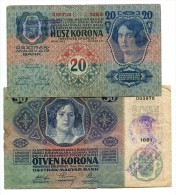 Serbie Serbia Ovp Austria Hungary Overprint SET - RARE !!! 20 + 50 Kronen / Korona 1913 - 1914 - Servië