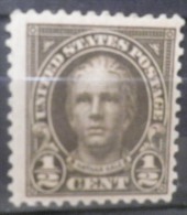 N725 .-. 1925 .-. USA.-.SCOTT #: 551 .-. MH, NATHAN HALE, MIRROR PRINTG ON BACK  .-. - Unused Stamps