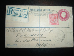 LETTRE ENTIER RECOMMANDEE POUR LA BELGIQUE 4 1/2 P + 1P OBL. 2 JU 31 RED LION ST - Brieven En Documenten