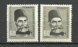 Turkey; 1964 Cultural Celebrities 60 K. ERROR "Shifted Printing" - Unused Stamps