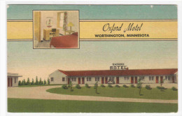 Oxford Motel Highway 16 Worthington Minnesota 1954 Linen Postcard - Altri & Non Classificati