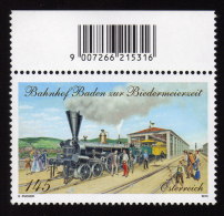 ÖSTERREICH 2013 ** Eisenbahn, Train / Bahnhof Baden Zur Biedermeierzeit - MNH - Unused Stamps