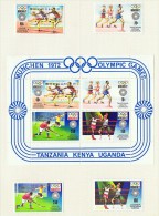 1972  Jeux Olympiques De Munich    4 Timbres   + 1 Bloc Tous * MH - Kenya, Ouganda & Tanzanie