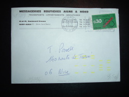 LETTRE TP YT 1719 CODE POSTAL 0,30F OBL.MEC. 19-1)1973 ST DENIS PPAL (93) + TRI INDEXATION BARRES JAUNES - Lettres & Documents