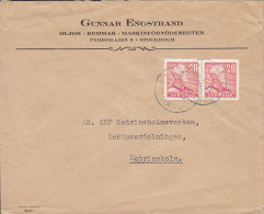 Sweden GUNNAR ENGSTRAND Oljor (Oils) Remmar Maskinförnödenheter STOCKHOLM 194? Cover Brief KATRINEHOLM Gustaf V. - Briefe U. Dokumente