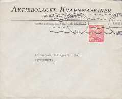 Sweden Aktiebolaget KVARNMASKINER, ÖREBRO LBR. 1943 Cover Brief To KATRINEHOLM Gustaf V. Stamp - Briefe U. Dokumente