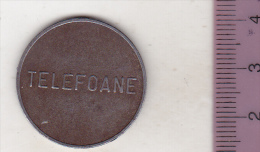 Romania Old Telephone Token - TELEFOANE - CONTROL - 27 Mm - Variant - Profesionales / De Sociedad