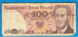 POLONIA - 100 Zlotych 1986 Muy Circulado  P-143 - Pologne