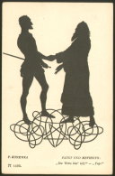 PAUL KONEWKA FAUST UND MEPHISTO OLD POSTCARD - Silhouette - Scissor-type