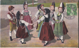 FANTAISIE-SUISSE-APPENZELL-Vevey-carte Gaufrée-ronde Enfantine-1909 - Appenzell