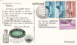 FERNANDO POO - 1953 - CARTE POSTALE MEDICALE (TORTUE) De SANTA ISABEL Pour BIARRITZ - Fernando Poo