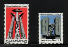 POLAND 1981 SOLIDARITY SOLIDARNOSC MONUMENT TO GDANSK UPRISING SET OF 2 NHM - Solidarnosc Labels