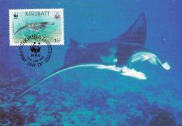 WWF - 105,31 - CM-MC - € 1,00 - 17-1-1991 - 15c - Whale Shark And Manta Ray - Kiribati 1108212 - Kiribati (1979-...)