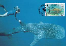 WWF - 105,33 - CM-MC - € 1,12 - 17-1-1991 - 30c - Whale Shark And Manta Ray - Kiribati 1108212 - Kiribati (1979-...)