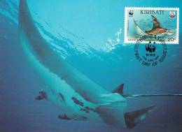 WWF - 105,32 - CM-MC - € 1,06 - 17-1-1991 - 20c - Whale Shark And Manta Ray - Kiribati 1108212 - Kiribati (1979-...)