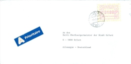 Schweiz Genf TGST 1993 Automatenmarke 1,80 Sfr. Brief Nach Deutschland (O-PLZ-Gebiet) - Timbres D'automates