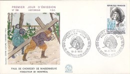 Env Fdc France 19/2/72 Neuville Sur Vanne, N°1706, Paul De Chomedey De Maisonneuve, Fondateur De Montréal, Croix - 1970-1979