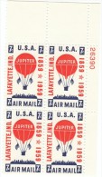 Plate # Block Sc#C54, Balloon 'Jupiter' Balloon Mail Centennial Air Mail US Postage Stamps - Numero Di Lastre