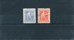 1919-Greece- "New Lithographic Values" Issue- 1dr. + 2drs. Stamps W/ "Wider Example" Variety, Used - Oblitérés