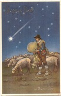 Illustrateur Colombo Létoile Du Berger Et Ses Moutons  Cornemuse -TTB Timbrée - Colombo, E.