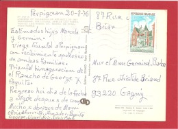 N°Y&T 1759  PERPIGNAN  Vers   GAGNY  Le   23 AOUT 1976 (2 SCANS) - Covers & Documents