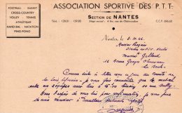 Courrier, Lettre De L\´association Sportive Des PTT, Section NANTES Adressée à LA BAULE, En 1946 - Sonstige & Ohne Zuordnung