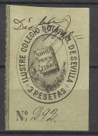 1385-BELLISIMO Y RARO SELLO FISCAL GRAN FORMATO SEVILLA ILUSTRE COLEGIO NOTARIAL DE SEVILLA,SPAIN REVENUE  3 PESETAS - Revenue Stamps