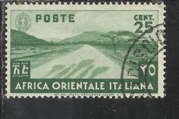 COLONIE ITALIANE AFRICA ORIENTALE ITALIANA 1938 SOGGETTI VARI 25 CENT. TIMBRATO USED - Italian Eastern Africa