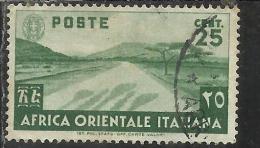 COLONIE ITALIANE AFRICA ORIENTALE ITALIANA 1938 SOGGETTI VARI 25 CENT. TIMBRATO USED - Italienisch Ost-Afrika