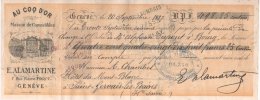 Suisse 1887 Lettre De Change Timbre Quitance 25c En Tete AU COQ D'OR Maison De Comestibles E. ALARMATINE - Zwitserland