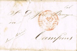 4853. Carta Pre Filatelica BARCELONA 1853 A Campins - ...-1850 Vorphilatelie