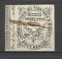 1490-FISCAL COLEGIO NOTARIA ALBACETE 187.12 RLS SERIE U	FISCALES COLEGIO NOTARIAL SELLO CLASICO DISTINTAS SERIES DISTINT - Revenue Stamps