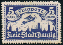 ALLEMAGNE  /  DANZIG  /  FLUGPOST / 1921  /  5M  /  Y&T N° 9Aa* /  Mi Nr 70* - Postfris