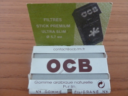 Papier à Cigarettes OCB (blanc - N°4 GOMME FILIGRANE) Publicité FILTRES STICK PREMIUM ULTRA SLIM - Autres & Non Classés