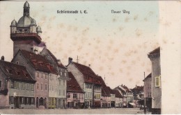 SELESTAT-SCHLETTSTADT (Bas-Rhin)  Neuer Weg - Carte COLOREE - VOIR 2 SCANS - - Selestat