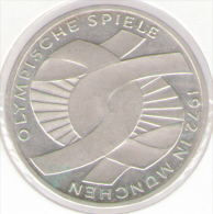 GERMANIA 10 MARK ZECCA F ARGENTO SILVER 1972  OLYMPIADE MUNCHEN - Commémoratives