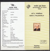 INDIA, 2004,  Nani Ardeshir Palkhivala, (Constitutional Lawyer And Reformer), Folder - Cartas & Documentos