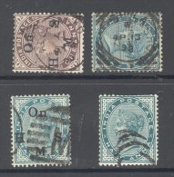 INDIA, ""6 Fine Crescents"" +2 Squared Circle Postmarks  On QVictoria Stamps #4 - 1882-1901 Empire