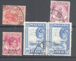 PERAK, Postmarks TELUK ANSON, SUNGEI SIPUT, SITIAWAN, TAIPING - Perak