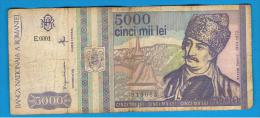 RUMANIA  - 5000 Lei 1993 Circulado  P-104   Serie E01 - Roumanie